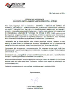 Leia mais sobre o artigo COMUNICADO SINDIPROM CONVENÇÃO COLETIVA DE TRABALHO 2021/2022